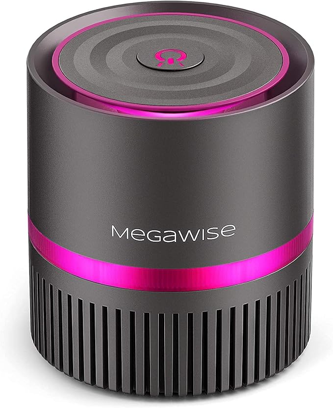 MEGAWISE Air Purifier for Home Bedroom Small Room Office, 3-IN-1 Filtration Air Cleaner for Smoke, Dust, Pet Dander, 100% Ozone Free, Available for California