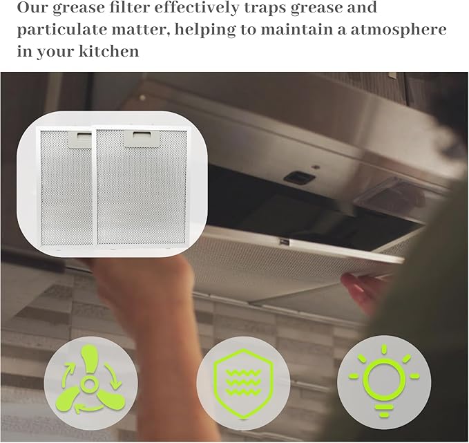 2Pcs W10915369 Range Hoo Grease Filter Fit for Whirlpool Kitchen Aid Jenn Air Range Hood Mesh Grease Vent Filters Length 8.74 Inches Width 7.48 Inches 5-layer Aluminum Alloy Material