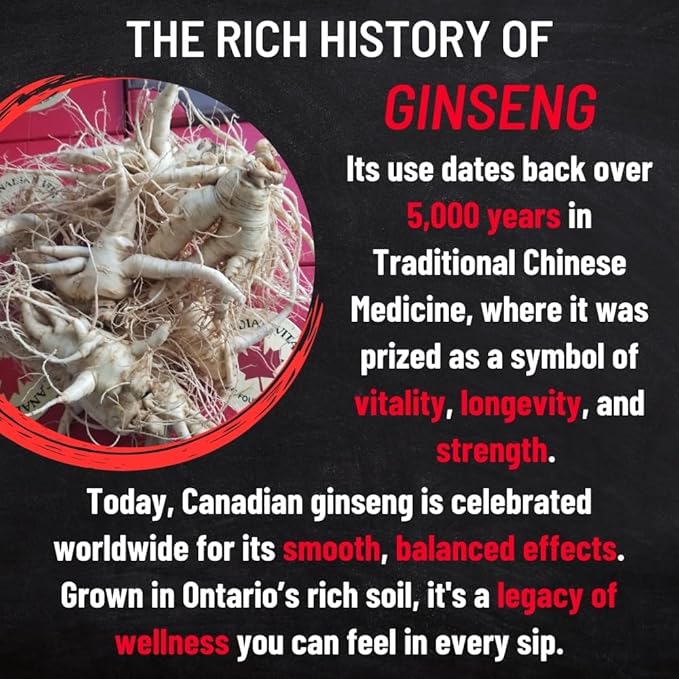 Ginseng Supplement 500mg - 60 Capsules - Pure Canadian Ginseng Root Powder - Energy | Focus | Immune Support - Authentic Ontario Farm Ginseng