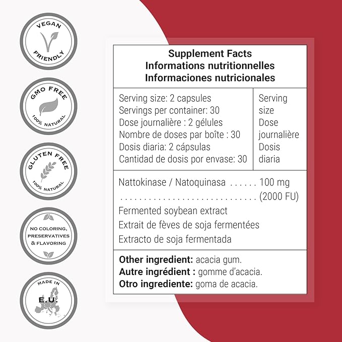 Supersmart - Nattokinase 2600FU or 200mg per Day (Highly Bioavailable) - Japanese Natto Extract - Enhanced with Vitamin E - Fibrinolytic Enzyme | Gluten Free - 60 Softgels