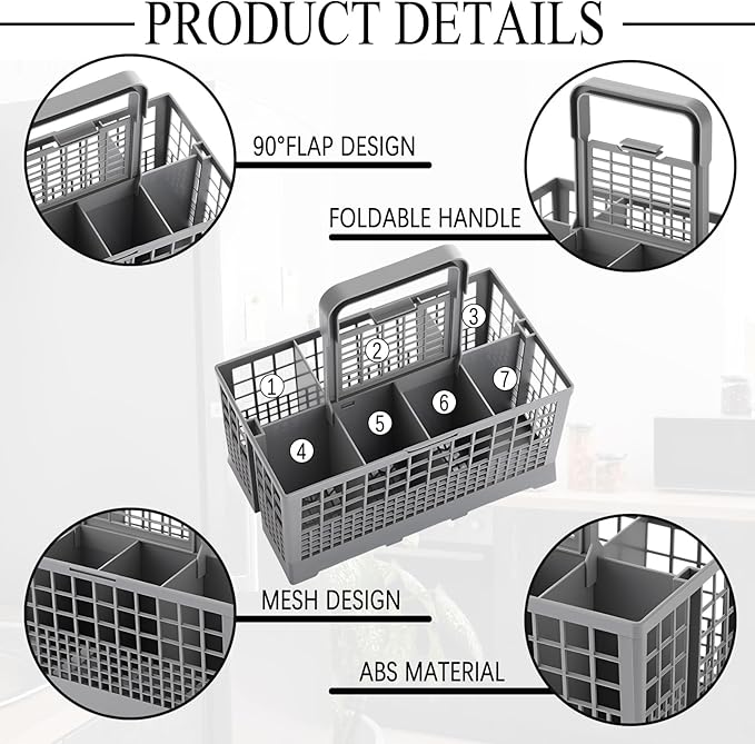 2 Pack 9.5in Dishwasher Silverware Basket Replacement Dishwasher Storage Utensil Baskets Cutlery Filter Basket Compatible with Most Brands