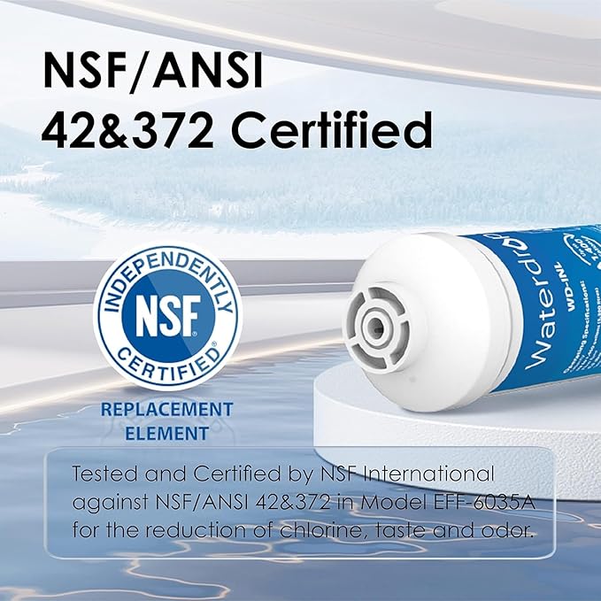 Waterdrop Inline Water Filter for Refrigerator and Ice Maker, NSF Certified High Capacity Drinking Water Filtration System with Direct Connect Fittings, Reduces Chlorine, PFAS/PFOA/PFOS