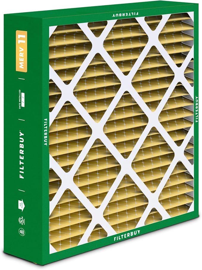 Filterbuy 21x21x5 Air Filter MERV 11 (MPR 1200) Allergen Defense Replacement (4-Pack), Pleated HVAC AC Furnace Filters for Rheem, Ruud, and Protech (Actual Size: 20.63 x 20.63 x 4.38)