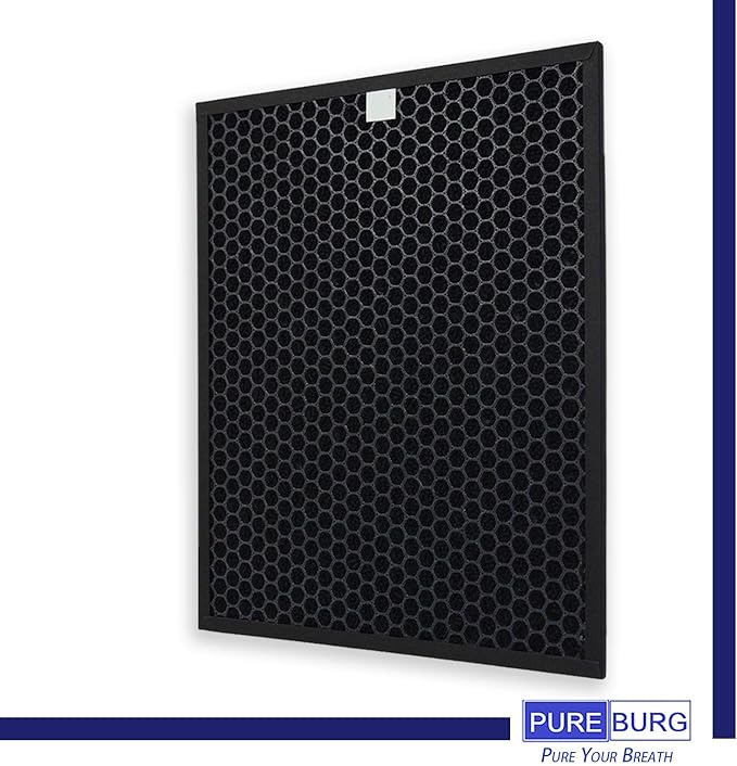 PUREBURG Replacement Filter Compatible with Sharp FP-F60UW FP-F60U-W Air Purifier # FZ-F60HFU FZ-F60DFU, H13 HEPA + Activated Carbon Filter Air Clean VOCs