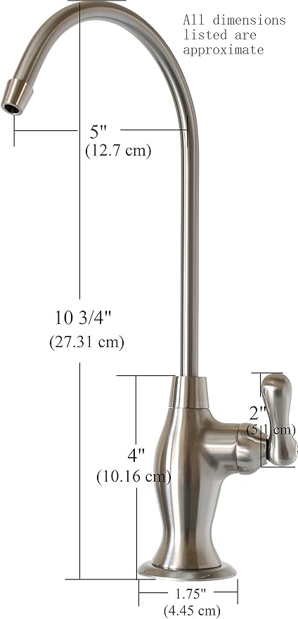 Non-airgap RO Faucet Reverse Osmosis Drinking Water Filtration System Water Dispenser Spout (Antique Brass). Vase Style with Faucet Wrench RO-FW148. NSF Certified.