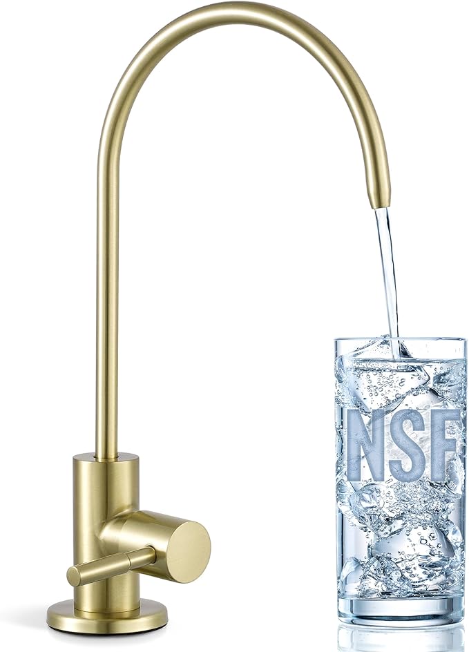 KES RO Faucet Water Filter Faucet Non-Air-Gap Drinking Water Beverage Faucets for Reverse Osmosis Systems Filtration System 304 Stainless Steel Brushed Gold, Z504CLFF18-BZ