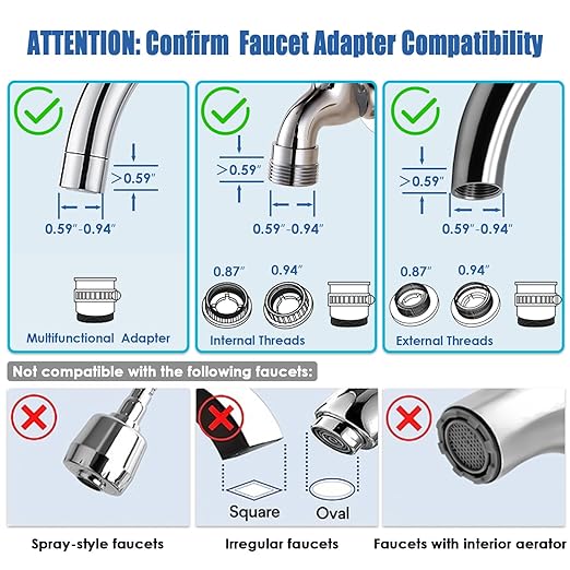 Faucet Filter, NSF Certified, 400 Gallon High Efficiency Water Purification System, Fast 99% Chlorine & Odor Removal, Modern Simple Silver with 1 Water Filter（T1-Silver）