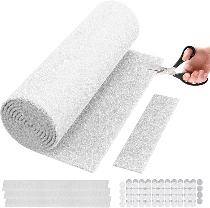 20" x 120" Air Vent Filters, with 48Pcs Adhesive Hook Tape, Cut to Size Air Filter Material HVAC Furnace Filters Kit MERV 8 Triple Vent Filter for Home Floor Register, Ceiling, Grilles