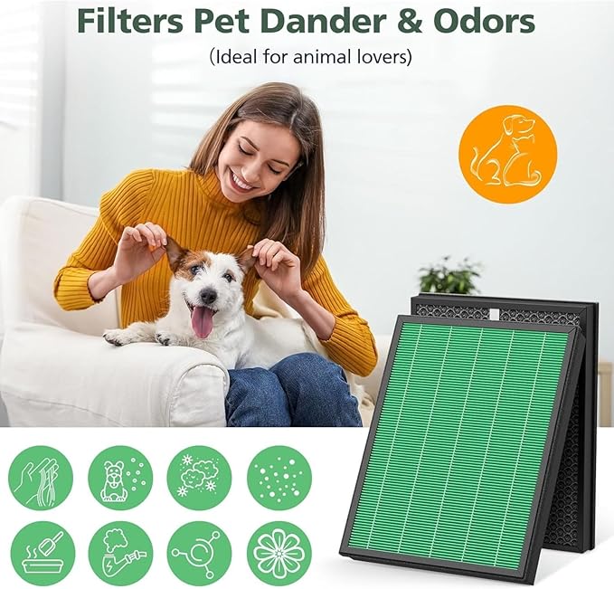 400/400S Filter Replacement Compatible with Coway AIRMEGA Max2 400 400S 400(G) 400S(G) Air Purifier, Max2 HEPA Green and Activated Carbon Filter Set, AP-2015-FP, 1 Set