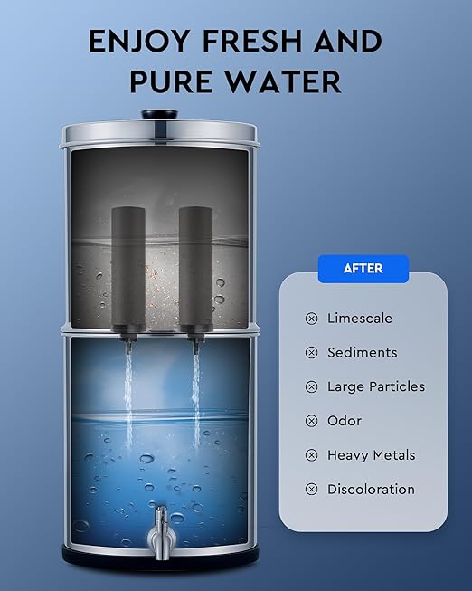 CO-Z Water Filter Replacements, 2 Activated Carbon Water Filters for Gravity Filtration System, Black Purification Elements Purifier Replacements for Home Travel Outdoor, NSF/ANSI 42 Certified