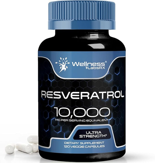 Resveratrol 120 Capsules, Resveratrol Supplement, Resveratrol 1000mg Polygonum Root, Trans Resveratrol for Healthy Aging, Heart, Brain Health Support - Vegan, Keto