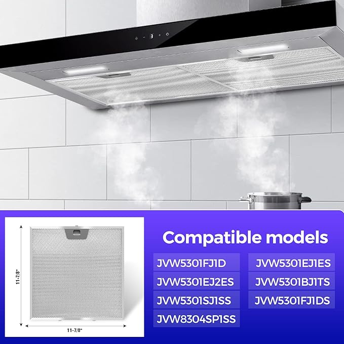 WB02X24872 Range Hood Grease Filter Replacement - 2 Pack, Fits 11 7/8 x 11 7/8 x 3/8 Inch Vent Hoods