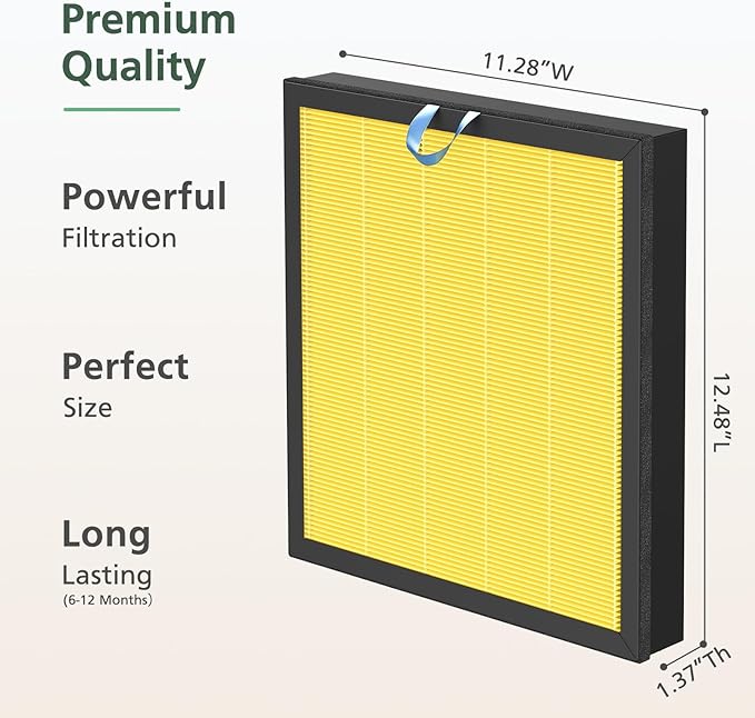 Vital 100S Replacement Filter Compatible with LEVOIT Vital 100S Air Purifier, 3-in-1 H13 Grade True HEPA and High-Efficiency Activated Carbon Filter for Vital 100S-P, Vital 100S-RF, Yellow, 2 Pack