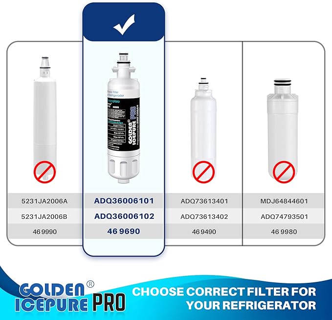 GOLDEN ICEPURE LT700P Replacement for 469690, ADQ36006101, ADQ36006102, LFX31945ST, LFX31925ST, LFX30766S, LFXC24726, LFXS24623, LSFXC2476S RWF1200 and Air Filter LT120F, 2Pack