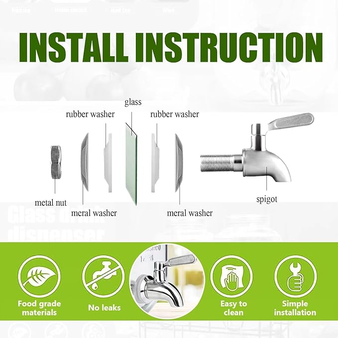 1 Gallon Glass Drink Dispensers For Parties 2PACK.Beverage Dispenser，Drink Dispenser With Stand And Stainless Steel Spigot 100% Leakproof.Glass Drink Dispenser With Ice Cylinder. Lemonade