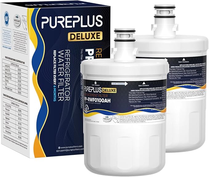 PUREPLUS NSF/ANSI 401, 53, 42 & NSF P473 Certified Replacement for LG LT500P, ADQ72910901, GEN11042FR-08, Kenmore 9890, 469890, HDX FML-1, ADQ72910907 Refrigerator Water Filter, 2Pack