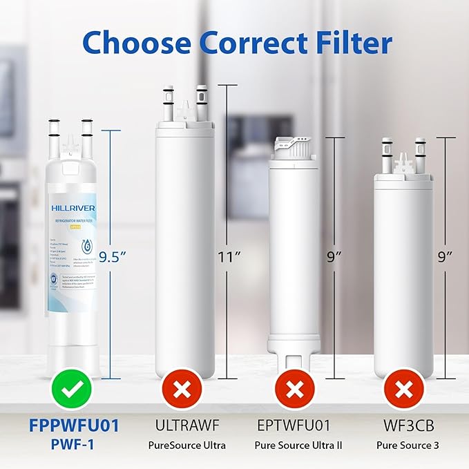 FPPWFU01 EPPWFU01 Water Filter Replacement, Compatible with EPPWFU01 PureAdvantage PWF-1, Frigidaire FPPWFU01 PurePour PWF-1 (3 Count) - Packaging May Vary