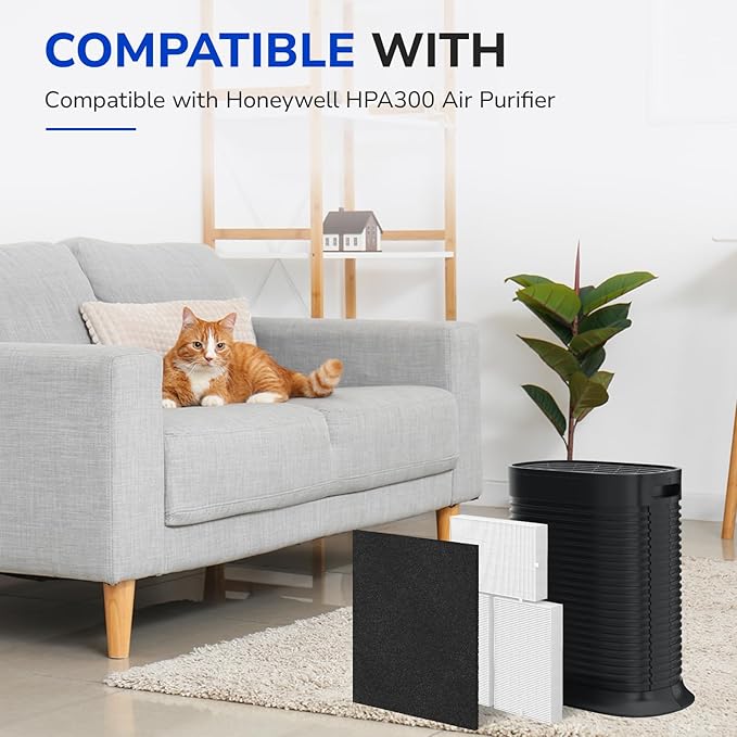 HPA300 Replacement Filter Kit Compatible with Honeywell HPA300 Air Purifiers, 3 HEPA Filter R & 4 Pre-filter A