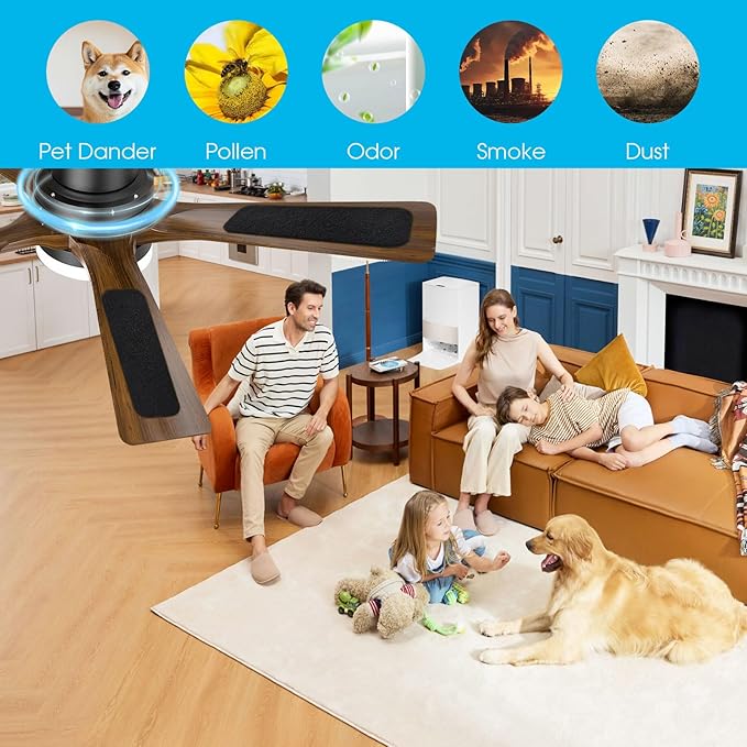 10-Pack Ceiling Fan Filters for Blades – Activated Coconut Shell Carbon Ceiling Fan Blade Filters, Odor, and Pet Dander – Universal Fit Stick-On Fan Filter Pads for Cleaner Indoor Air, Unscented