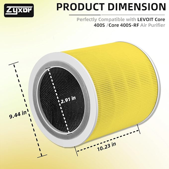 Core 400S Pet Care Replacement Filter Compatible with LEVOlT Core 400S & Core 400S-P Air Purifier, 3-in-1 Activated Carbon Pre-Filter, Core400S-RF-PA(LRF-C401-P-YUS), 1 Pack, Yellow