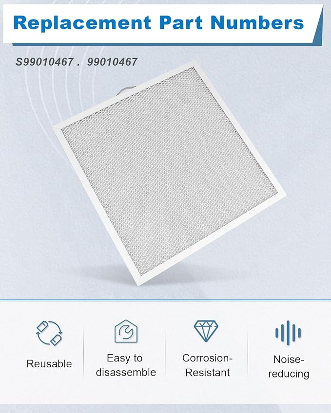 2 Pack S99010467 99010467 Range Grease Hood Filter Replacement for Broan Nutone, 11.5 x 11.5 x 0.38 Inch, Aluminum