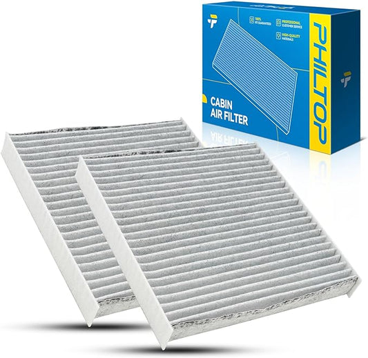 PHILTOP Cabin Air Filter, Replacement for CF12156, 2013-2017 X3, 2011-2017 X3, 2015-2018 X4 Cabin Filter with Activated Carbon Filter Up Dust Pollen Odor PACK of 2