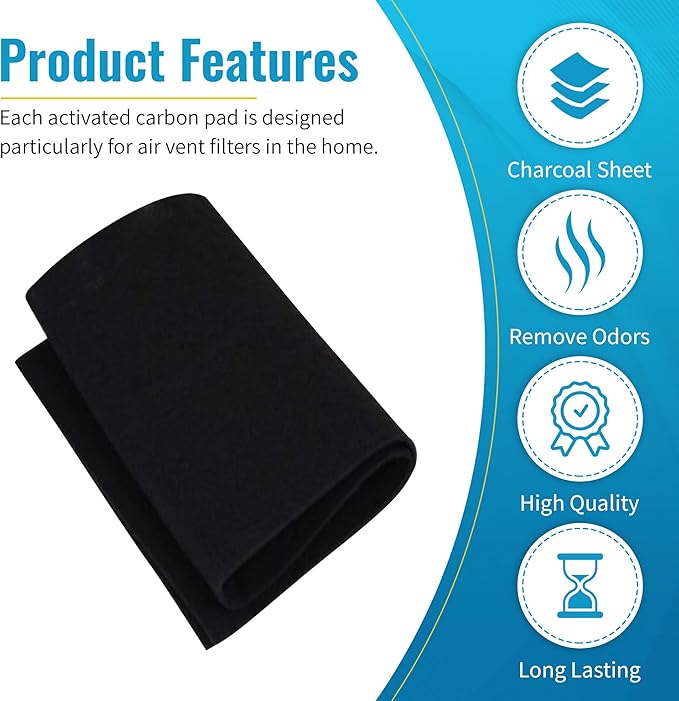 CFS COMPLETE FILTRATION SERVICES EST.2006 1PACK CuttoFit Carbon Pad 16 x 48 inches for Air Filters Charcoal Sheet fits Air Purifiers Range Hoods Furnace Filters removes Odor V O C Parts