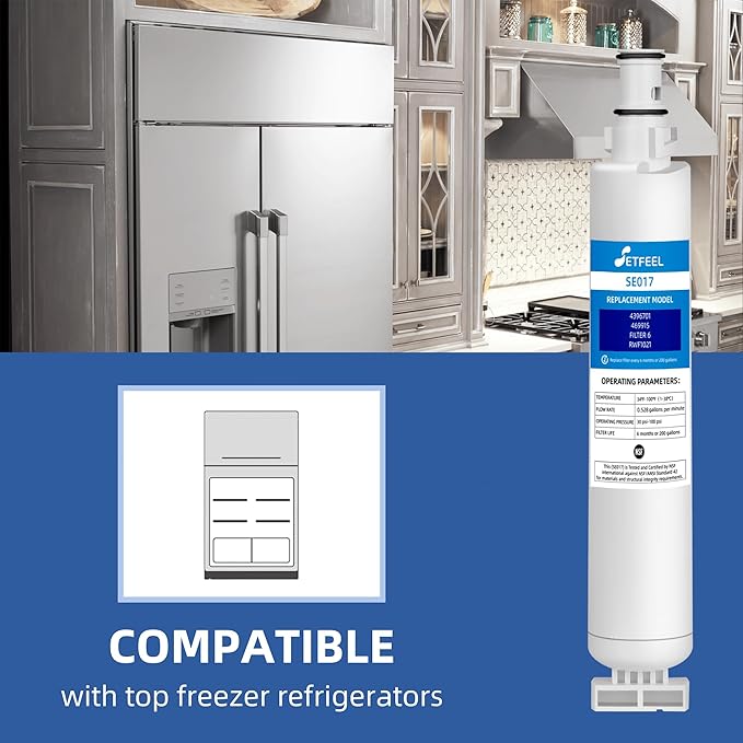 9915 Water Filter Replacement for EDR6D1 4396701, Compatible with Kenmore 9915, 46-9915, 469915, Filter 6, 4396702, LC200V, L200V, WFL200, EFF-6001A Water Filter 3-Pack