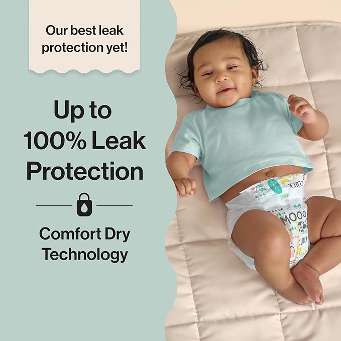 The Honest Company Clean Conscious Diapers for Delicate Skin | Up to 100% Leakproof | Hypoallergenic, Fragrance Free | Gender Neutral | Club Box, Size 2 (12-18 lbs), 72 Count (Prints May Vary)