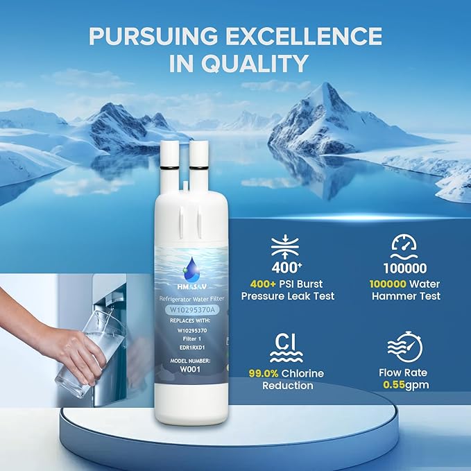 W10295370A Water Filter Replacement, Compatible with Whirlpool EDR1RXD1, Everydrop Filter 1, EDR1RXD1B, W10295370, WHR1RXD1, KAD1RXD1, P4RFKB2, P8RFWB2L, 46-9930, 46-9081 3PACK