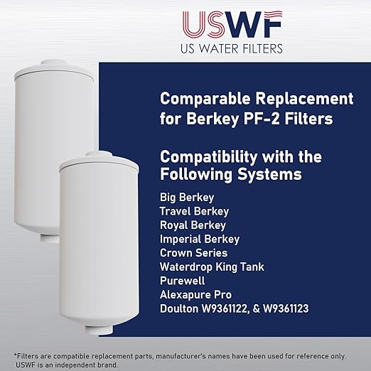 USWF Replacement Gravity Fluoride Filters, Gravity-fed Fluoride Reduction Elements, Fits Most Gravity Systems, USWF Gravity Water Filter System, and more. NSF/ANSI 372 Certified (Pack of 2)