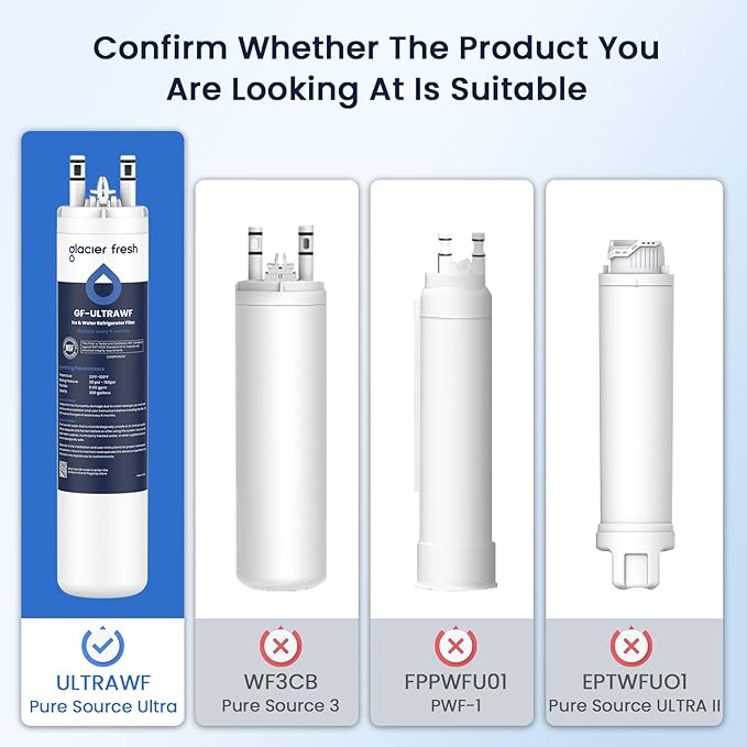 GLACIER FRESH Replacement for Frigidaire ULTRAWF,Pure Source Ultra, Kenmore 9999, 469999, 46-9999, A0094E28261 Refrigerator Water Filter,Pack of 3