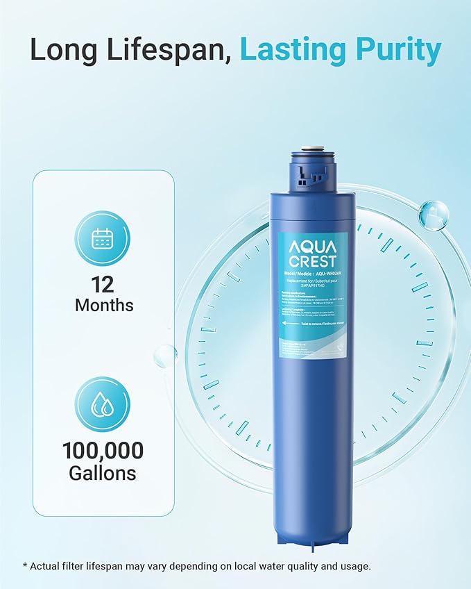 AQUA CREST W03AK Whole House Water Filter, Well Water Filter Replacement for Aqua-Pure® AP917HD, Compatible with 3M® Aqua-Pure® AP903 System, 10000 Gallons, Reduces Sediment, Chlorine Taste and Odor