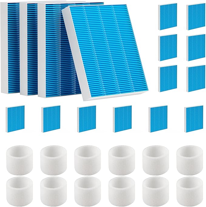 16 Pack 6000S Humidifier Wick Filter Replacement for LEVOIT Superior 6000S Smart Evaporative Humidifier, Upgraded Material with 12 Pack Sponge Filters