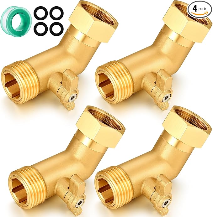 Garden Hose Angle Valve 45 Degree Brass Extender Solid 3/4 Inch Hose Elbow with Switch Adapter (45° switch elbow 4PSC)