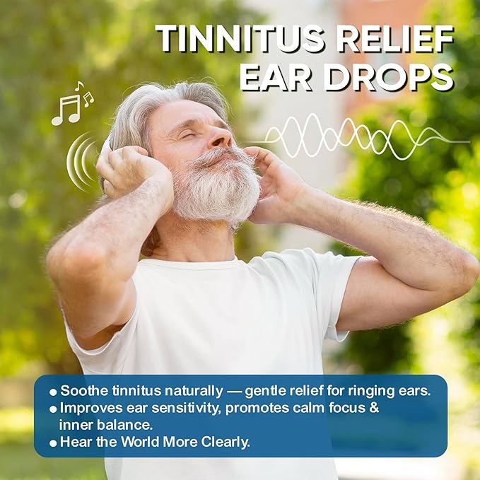 Tinnitus Relief for Ringing Ears, Ear Tinnitus Relief Drops, Herbal Ringing Relief with Ginkgo Biloba, Vitamin C, B12 for Ear Clicking Buzzing, Improving Hearing for Men and Women, Strawberry 2 Fl Oz