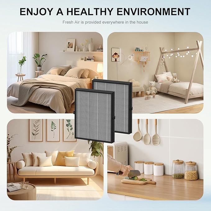 2 Pack MK04 Air Filter Replacement Compatible with AROEVE MK04 MG04JH Air Puri-Fier, 4-in-1 High-Efficiency Smoke Rem-Oval Material H13 HEPA Filter Suitable- Enhanced Smoke Rem-Oval Version