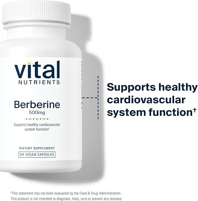 Vital Nutrients Berberine |Supports Bowel Function and Normal Triglyceride Levels |Vegan Supplement| Gluten, Dairy, and Soy Free |500 mg |60 Capsule