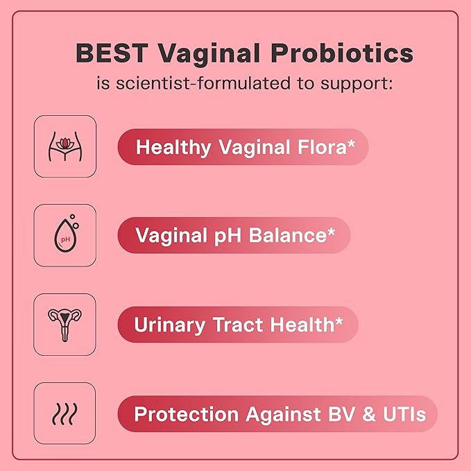 Best Vaginal Probiotics for Women, Probiotics for Women Vaginal Health - pH Balance with 4 Lactobacillus Probiotic for Woman, Urinary Health Support, Clinically Proven Cranberry Blend - 30 Day Dupply