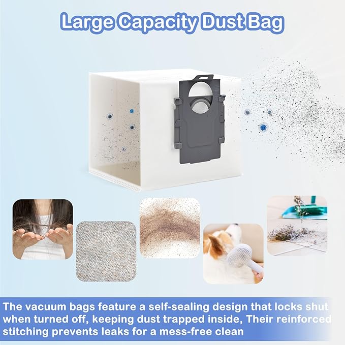 Replacement Parts Compatible with Roborock S8 Pro Ultra Robotic Vacuum Cleaners Accessories Kits, 2 Main Brush, 1 Rolling Brush, 4 HEPA Filters, 4 Side Brushes, 4 Mop Pads, 6 Dust Bags