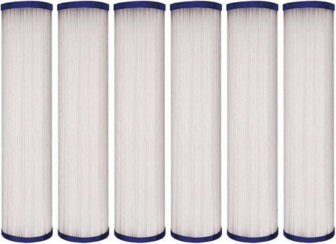 Tier1 30 Micron 10 Inch x 2.5 Inch | 6-Pack Pleated Polyester Whole House Sediment Water Filter Replacement Cartridge | Compatible with Pentek R30, Hydronix SPC-25-1030, Home Water Filter