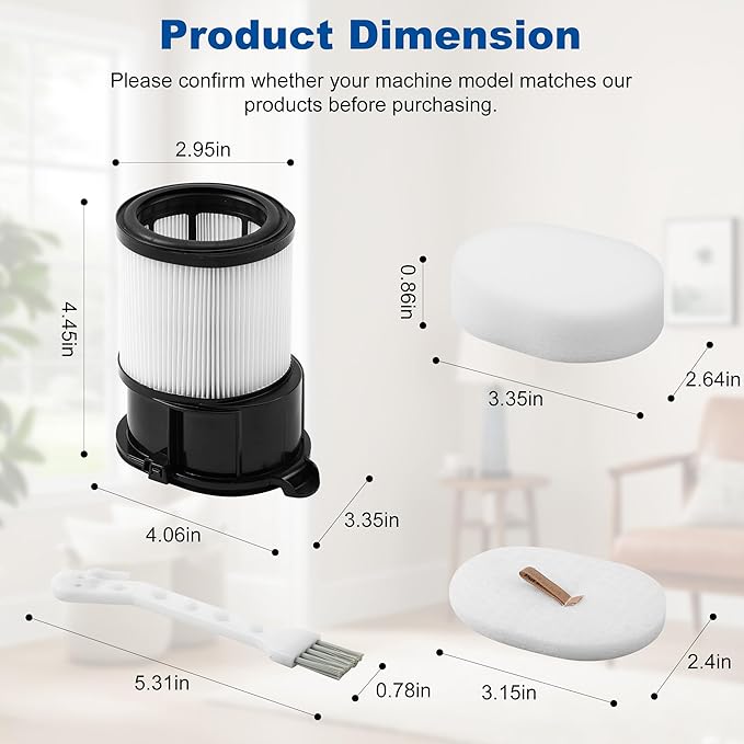 15 Pcs IP1251 IP3251 HEPA Filter Replacement Compatible with Shark Cordless PowerDetect Clean and Empty Lightweight Stick Vacuum, 2 Post-Motor HEPA Filter, 6 Pre-Motor Filter sets, 1 Cleaning Brush