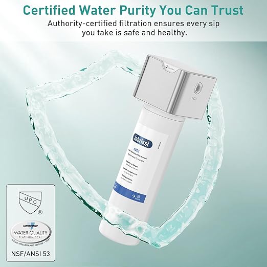 Under Sink Water Filter, NSF/ANSI 42&53 Certified, 1 Years or 10000 Gallons Ultra, Removes Heavy Metals, Chlorine,Bad Taste & Odor, Direct Connect Undersink Water Filtration System, USA Tech