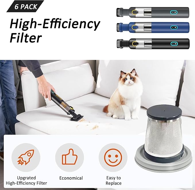 6 pack Washable Hepa with 2 pack Stainless Steel Pre-filter,Hepa Filter Replacement Compatible with Fanttik V8 Series (Fanttik Slim V8 Mate Vacuum & Fanttik V8 Apex Vacuum)