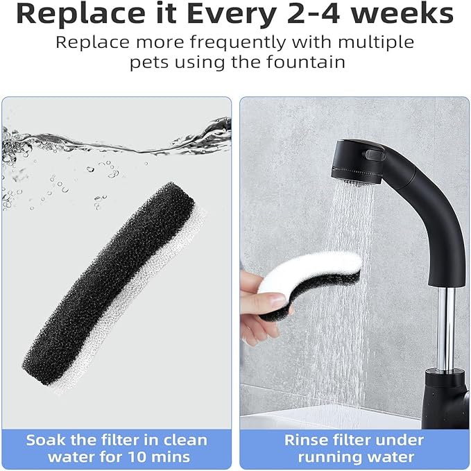 Compatible with DF10 & DF30 Automatic Pet Water Dispenser, Water Filter Replacement, Carbon Cat Water Fountain Filters, Triple Filtration Pet Fountain Filters (8 Filters)