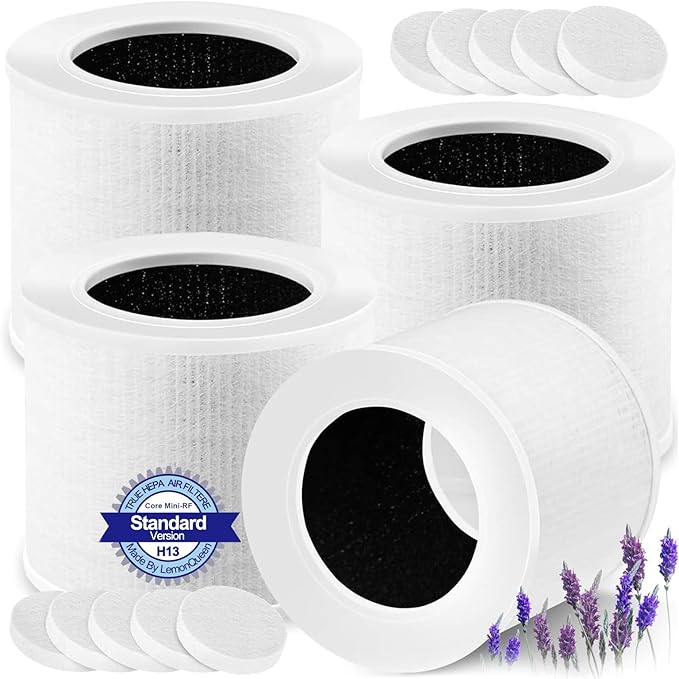4-Pack Core Mini Air Purifier Replacement Filter Compatible with LEVOIT Core Mini Air Purifier,Core Miini-P,3-in-1 High Efficiency HEPA Filter, Mini-RF Filter with 12 Aroma Pads,Core Mini-RF