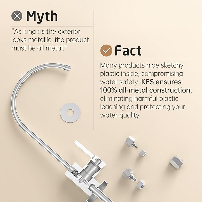KES Drinking RO Water Faucet Lead-Free, Reverse Osmosis Faucet for Kitchen Sink, 18/8 Stainless Steel Water Filter Faucet, Fits Most RO Water Filtration System, Brushed Finish, Z506LF-BS