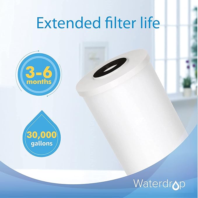 Waterdrop FXHTC Whole House Carbon Water Filter, Replacement for GE® FXHTC, GXWH40L, GXWH35F, Culligan® RFC-BBSA, American Plumber W10-PR, W10-BC, WRC25HD, 10" x 4.5" Cartridge, 5 Micron, Pack of 2