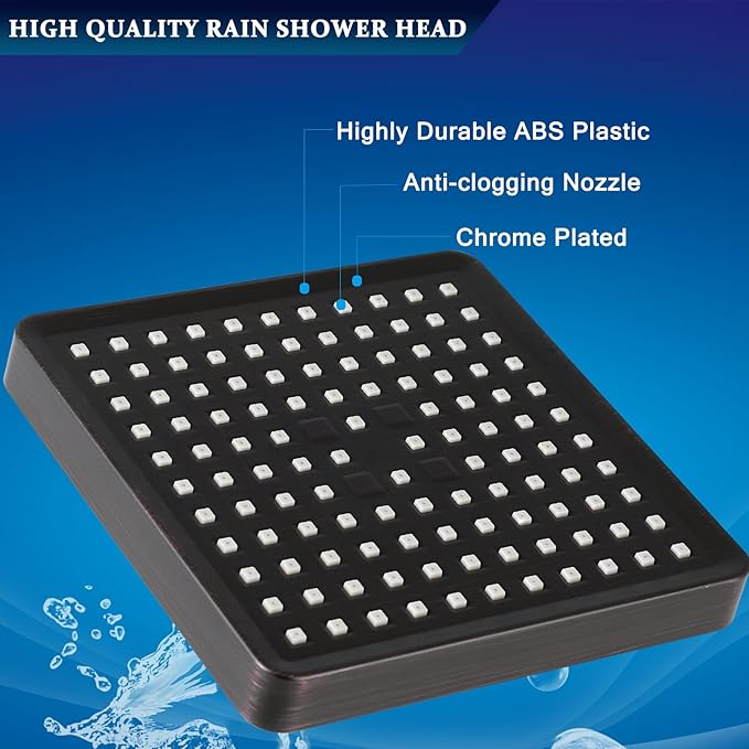 High Pressure Filtered Shower Head Set, 6’’ Rain Shower Filter for Hard Water, Universal Square Showerhead 20 Stage Filtration Removes Impurities for Rejuvenated Skin by Eolax, Oil-Rubbed Bronze