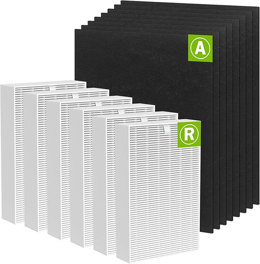HPA300 HEPA Filter Replacement for Honeywell HPA300 Series Air Purifiers HPA300, HPA300VP, HPA304, HPA3300, Replace HRF-R3(6 Ture HEPA R Replacement Filter + 8 Activated Carbon Pre-Filter)